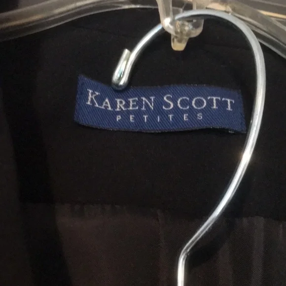 Karen Scott 3 pc black lined set, 8p pants NWT, jacket&skirt used - Picture 3 of 14